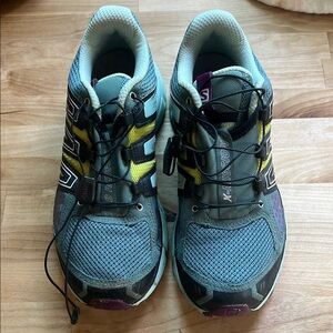 Blue and Yellow Athletic Shoes